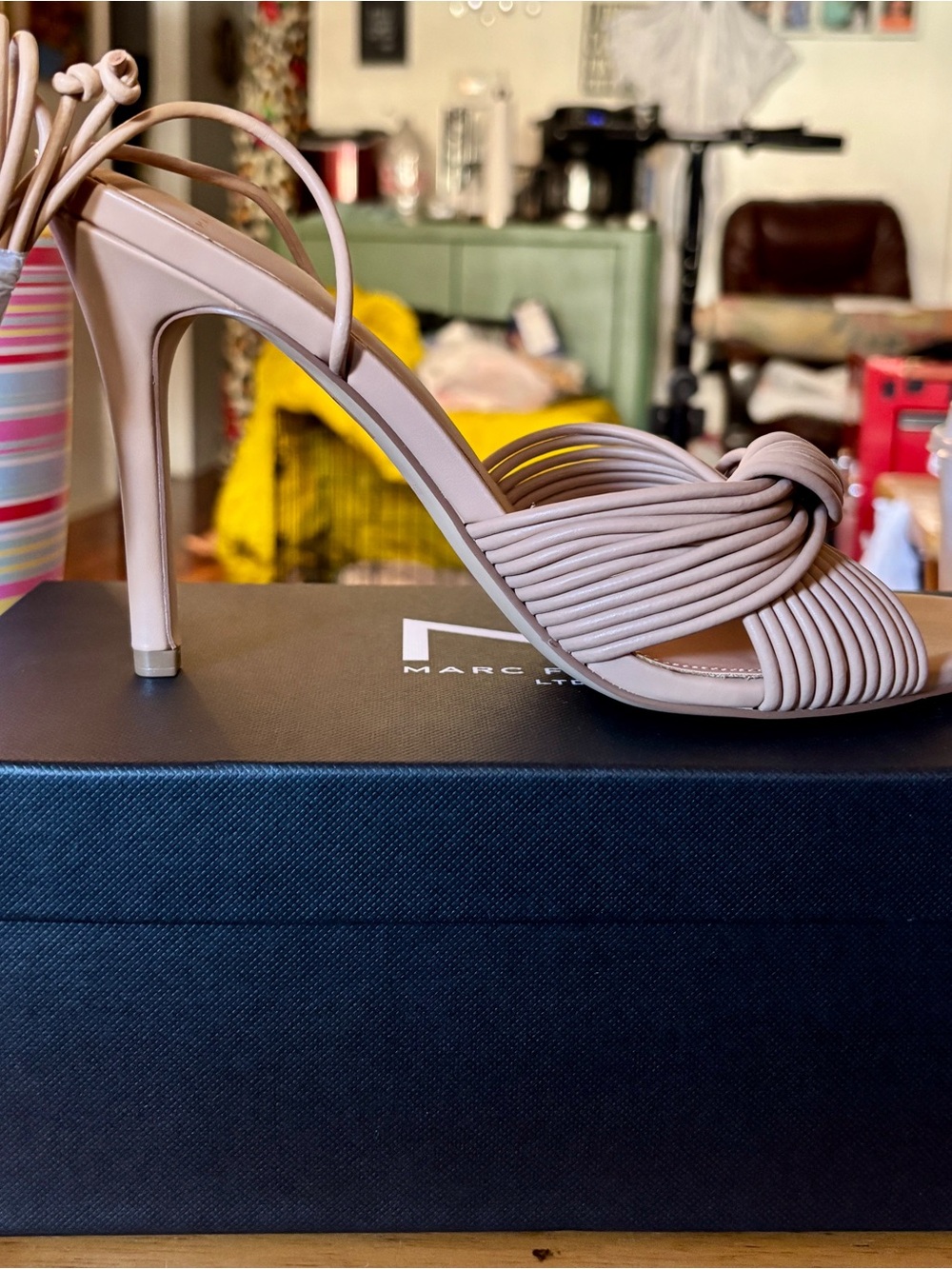 Marc Fisher LTD Brista Light Natural Strappy Heels Size 9.5 NIB